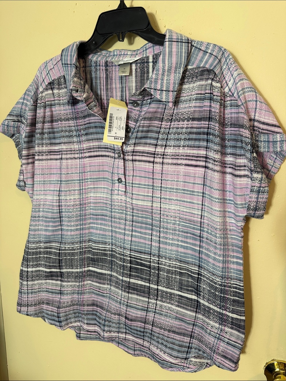 Christopher and Banks Lightweight Pink & Blue Striped Button-Front Women's Top